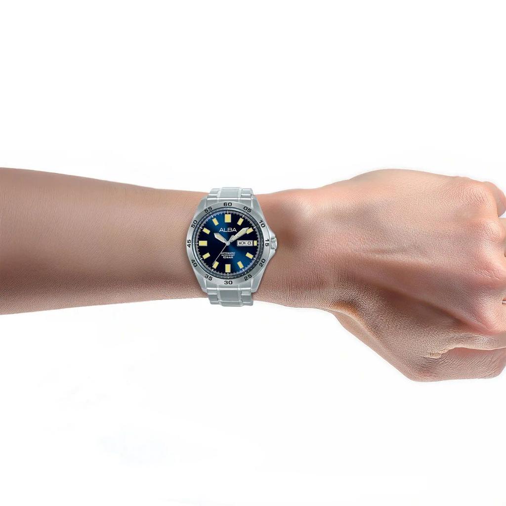 АЛЬБА (От Seiko) Автоматические мужские часы с синим циферблатом AL4749X1