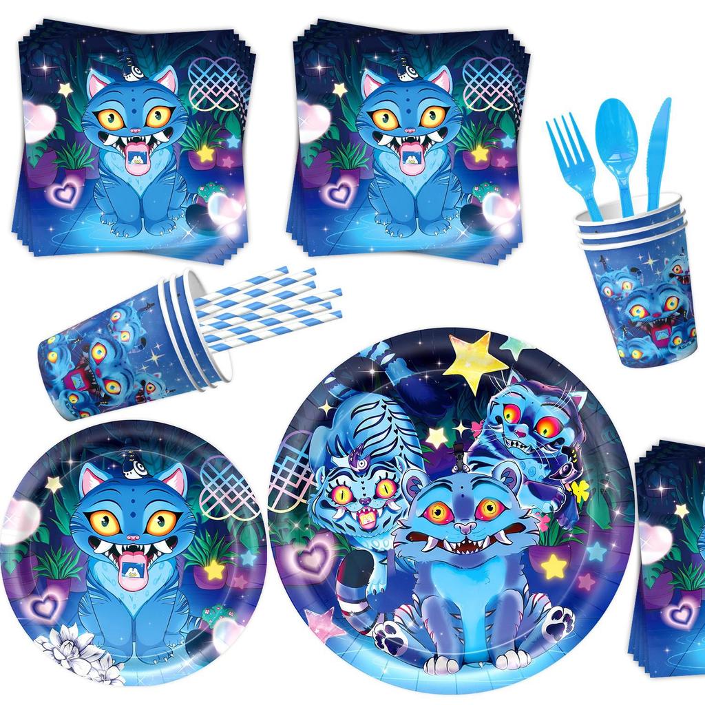 Witch Hunter Team Themed Tableware Set, Party Supplies, Birthday Decoration and Arrangement Props, Tableware, Banner, Tissue Set