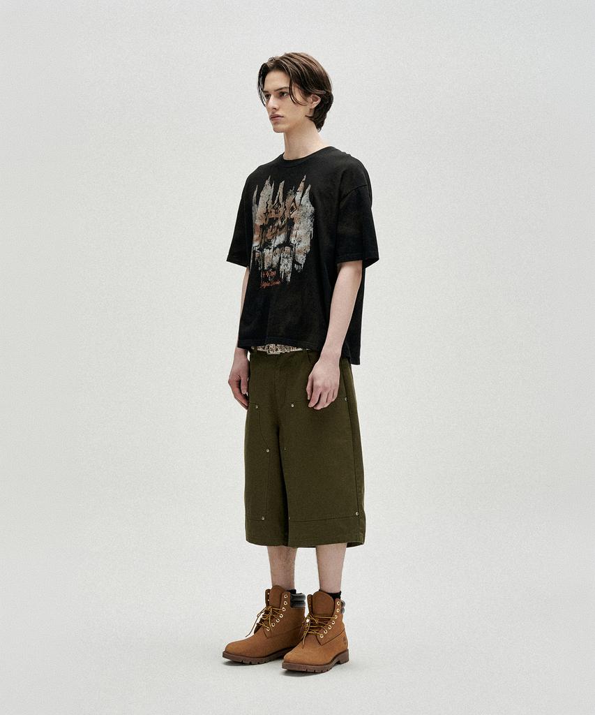 NOT4NERD Symbol Sequence Carpenter Bermuda Shorts - Khaki