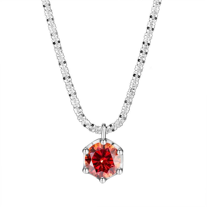 Women's S925 Sterling Silver Sparkling Cauliflower Moissanite Necklace Six-Prong Minimalist Luxury Fashion Clavicle Chain