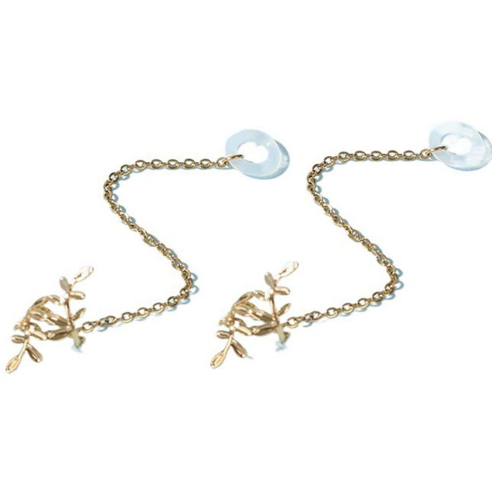 2pcs/pair Leaf Bluetooth Earphones Anti-lost Clip Hollow Out Headphone Chains Women