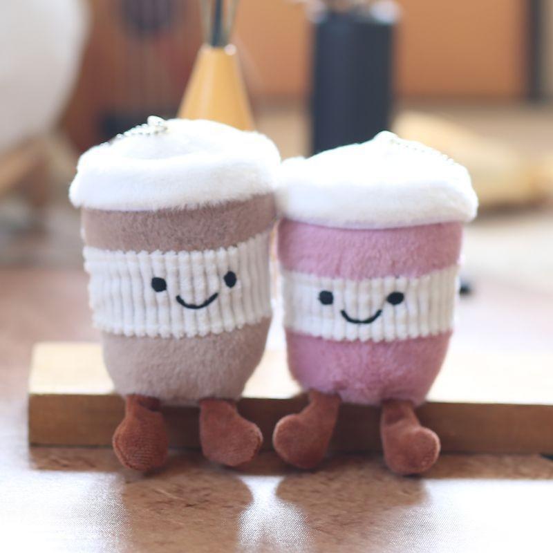 Плюшевый брелок в виде чашки молочного чая из супермягкого короткого плюша для девочек, подвеска для рюкзака, домашний декор, подарок