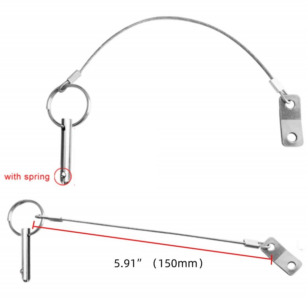 4 шт. фурнитуры морского класса, штифт для тента Bimini, штифт для быстрого отсоединения диаметром 1/4 дюйма со шнуром, предотвращающим потерю, все из нержавеющей стали 316 