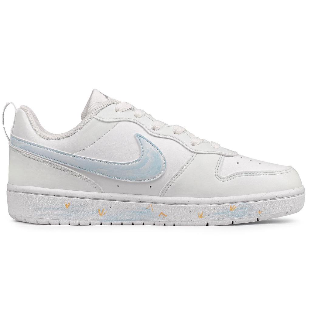 Nike Кроссовки Court Borough Low top для скейтбординга, детские, белые с синим, BQ5448-100(Команда41-)