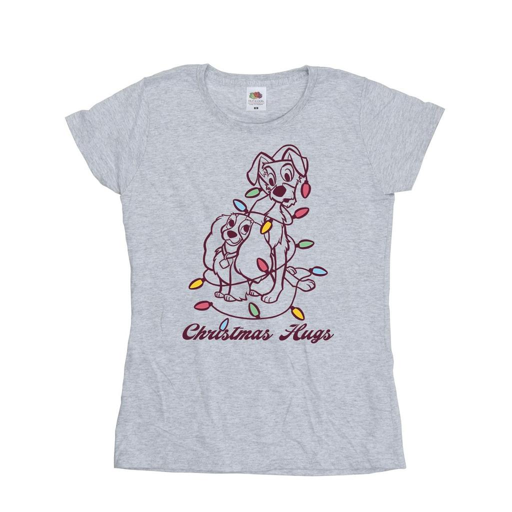 Disney Womens/Ladies Lady And The Tramp Christmas Hugs Cotton T-Shirt
