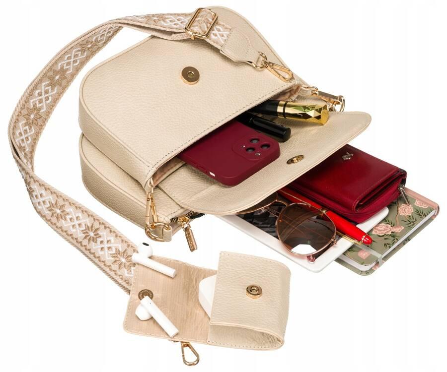 Women's double messenger bag with a coin purse made of eco-leather - Rovicky