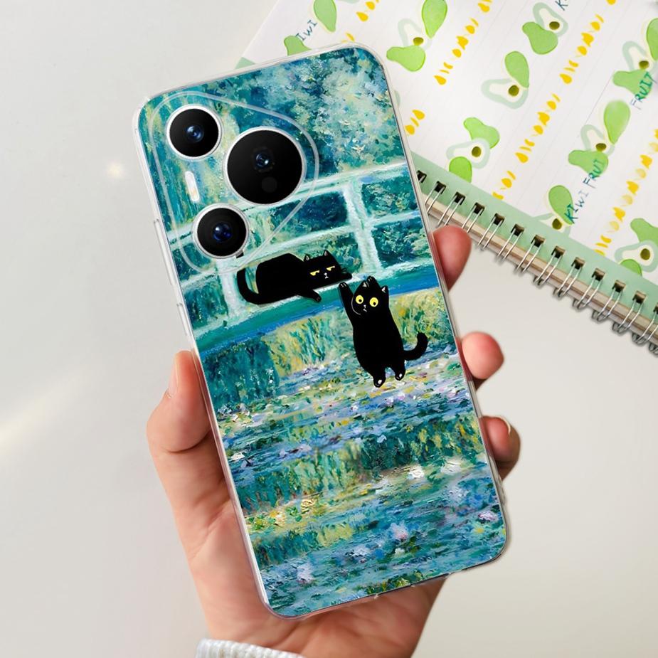 Чехол для Huawei Pura 70 Милый мультяшный расписной чехол Прозрачный силиконовый чехол для телефона Для Huawei Pura 70 Pro Plus Pura70 Pro + Мягкий чехол