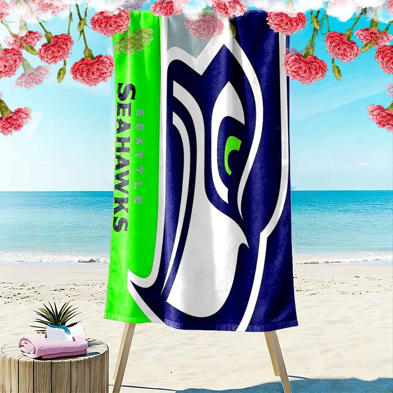 Seahawks Print Beach Towel, Large Soft Quick Dry Towel for Beach Camping Swimming
