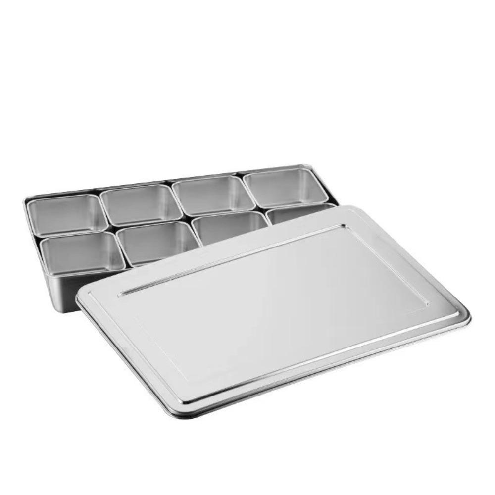 Stainless Steel Food Preparation Box 6/8 Grid Dessert Ingredient Box Seasoning Storage Box Hot Pot