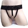 Мужские сексуальные стринги с отверстием спереди, без спинки, прозрачные кружевные стринги, эротические трусики с вырезами, однотонное нижнее белье с низкой посадкой, мужские трусы для геев