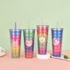 Бутылка для воды летняя кружка русалка постепенная смена цвета пластиковая кружка для воды популярная в интернете пара кружка с чешуей рыбы портативная для улицы Симфония кружка с соломинкой