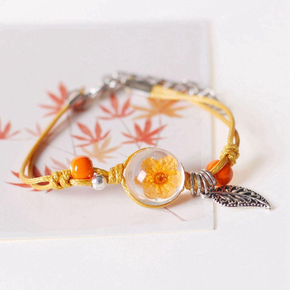 Bracelets Ethnic Style Braided Rope Bracelets Female Hand Chain Dried Flower Bracelet Gypsophil