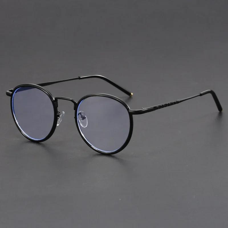 Легкие Роскошные Повседневные Оптические Очки Круглая Металлическая Оправа Ретро Ультралегкие Линзы Высокой Четкости Защита от Синего Света Очки Защищают Глаза