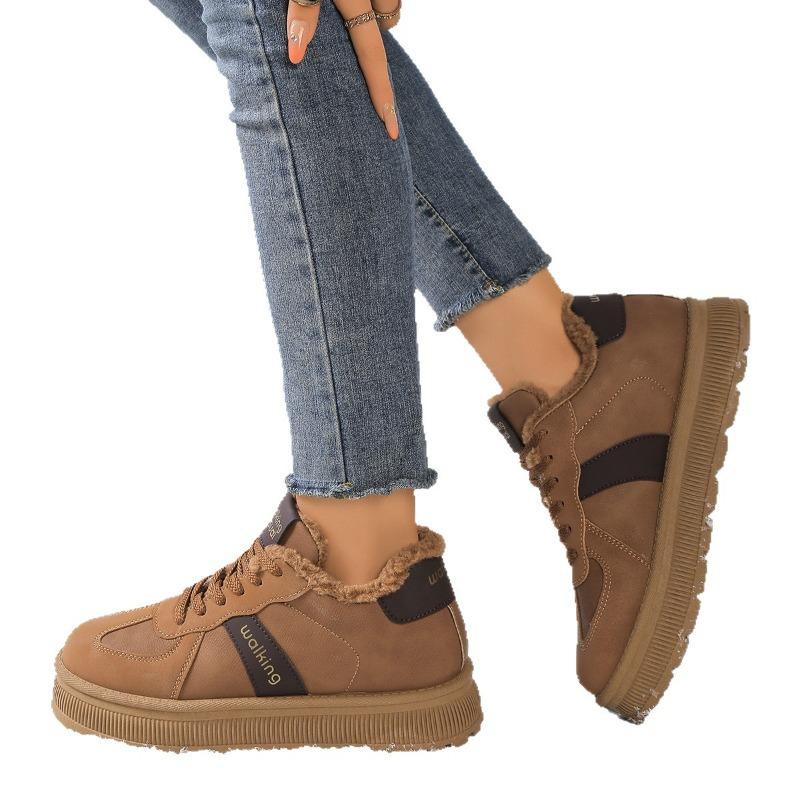 Ретро женская обувь, Новые флисовые и утепленные зимние хлопковые ботинки, Повседневная обувь для скейтборда