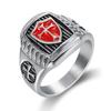 Cool Mens Shield Cross Knights Templar Ring Silver Stainless Steel Size 7-15