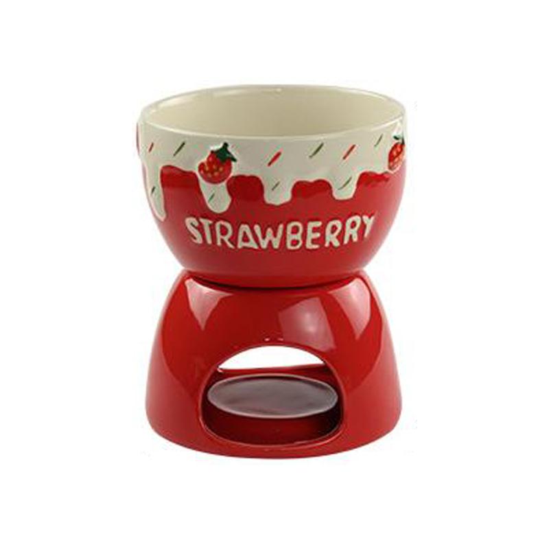 Ceramic Strawberry Chocolate Fondue Set Fruit Butter Melt Mix Cheese Tools Porcelain DIY Fondue Serving For Ice Cream Snack