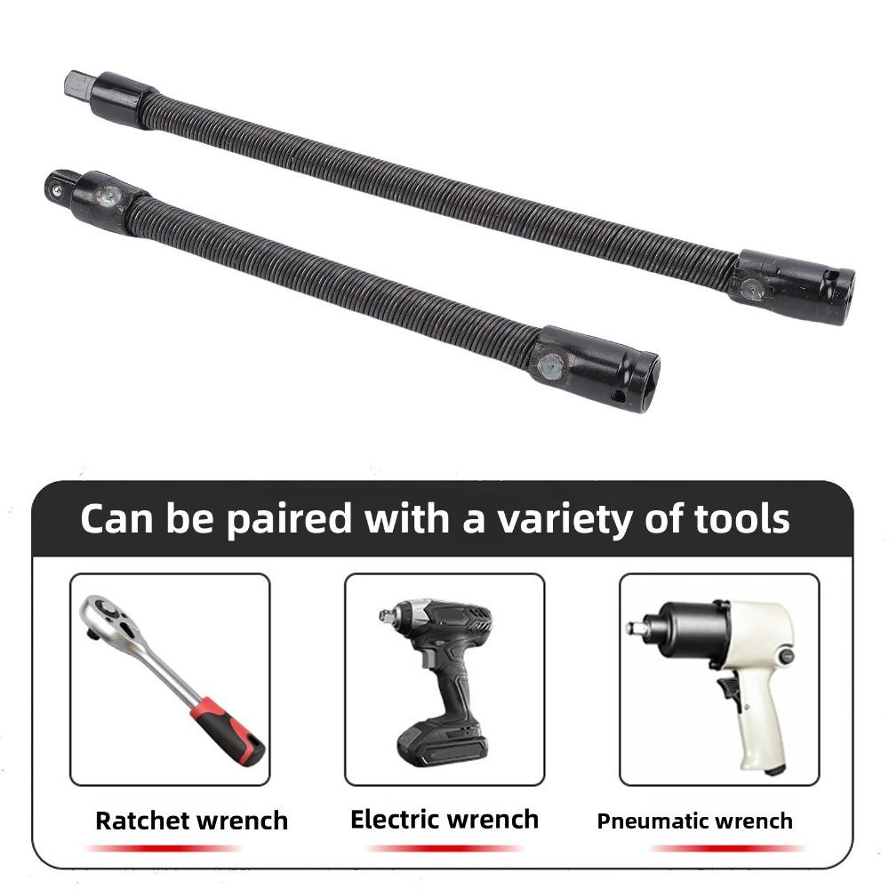 2pcs 1/2 Inch Drive Flexible Socket Extension Bar S2 Alloy Steel 250mm 350mm Bendable Socket Extender Spring Steel