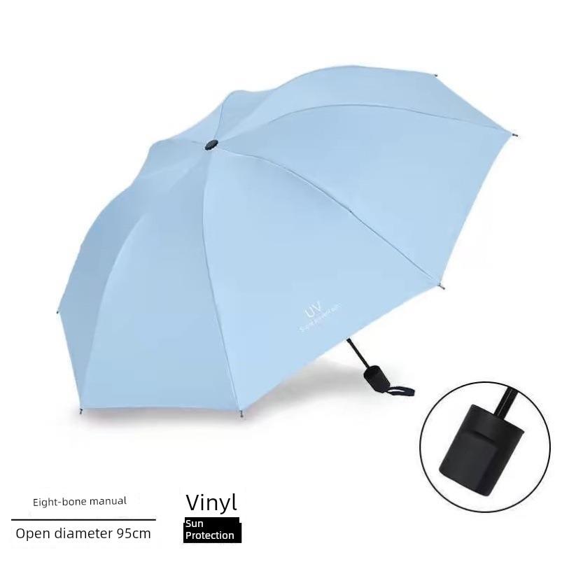 Upgraded Thickened Black Rubber Sunscreen Umbrella, Manual Business Folding Umbrella, Men's Dual-Use Sun and Rain Umbrella, Sun Protection