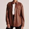 Designer Shirt Brown Genuine Women Stylish Soft Handmade Leather Casual Lambskin