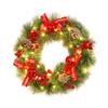 Pre-Lit Christmas Wreath for Front Door 12 Inches LED Lighted Artificial Christmas Wreath with Pine Cones Berries for Indoor Outdoor Decor