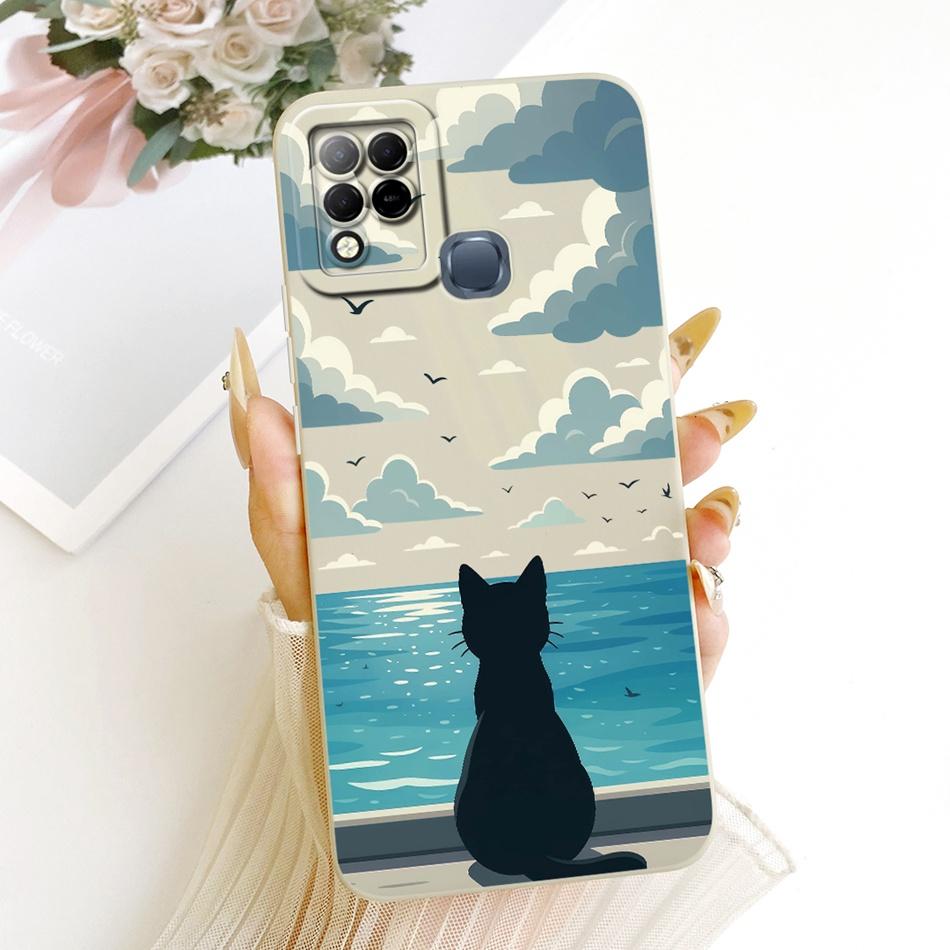 For Infinix Hot 10T 10S NFC 10i X659B X658E X689 X689C Cute Cat Flower Butterfly Cartoon Shockproof Soft Silicone Phone Case