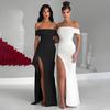 European and American Summer Strapless Sexy One Neck Backless Slit Long Dress