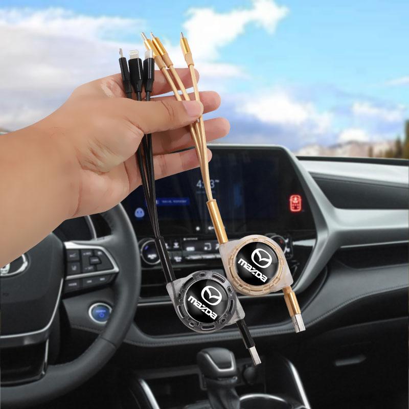 3 In 1 Charge Cable Cord Multi Port Charging Wire Line For Mazda 3 6 CX5 2 CX3 CX9 MX5 RX8 Axela Demio Atenza MS