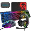 Игровая клавиатура Mamba Snake, мышь, конвертер для наушников, USB, мембранная, водонепроницаемая, мультимедийная, 2400 DPI, регулируемая, 6, игровой коврик для мыши, RGB, совместимая с