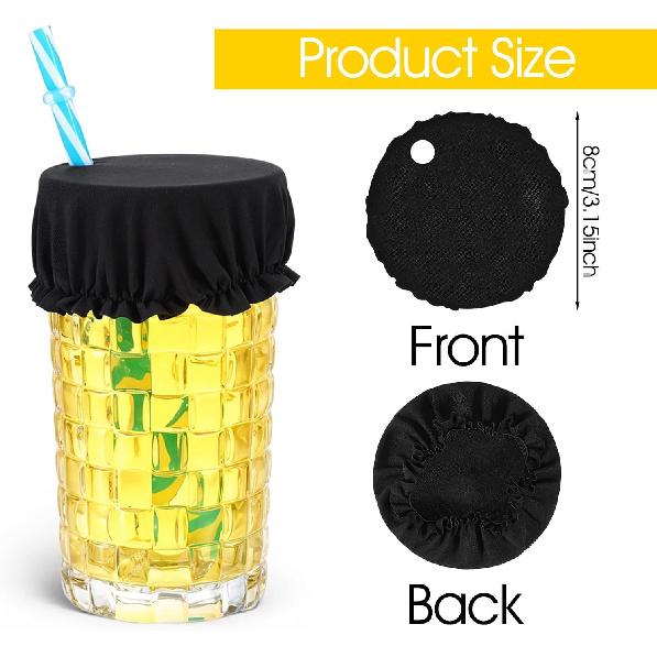 SHENLIU 10PCS Drink Cover Scrunchie with Straw Hole, Drink Covers Scrunchies Elastic Cup Glass Cover Reble & Washable Drink Spiking Prevention for