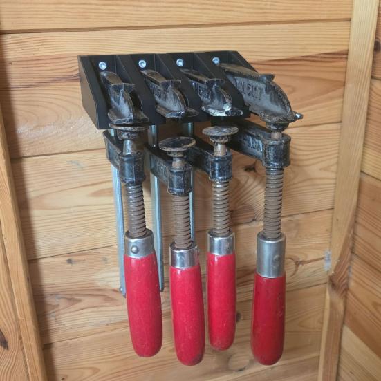 Parallel Clamp Rack Wall-Mounted Clamps Holder Stores Up to 4 Woodworking Clamps Bar Clamps Organizer for Workshop Shed