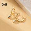 1 Pair Drop Earrings Geometric Cubic Zirconia Polished Metal Lightweight Huggie Earrings Smooth Surface Earrings for Daily Wear Party Dating