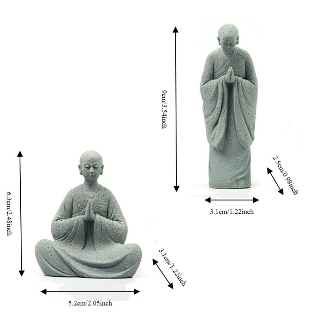 Micro-Landscape Meditation Monks Figurine Resin Funny Zen-Themed Decoration Desk Home Prayer Monks Statues
