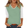 Женский повседневный модный сексуальный удобный топ с V-образным вырезом, цветной вставкой и рукавом три четверти