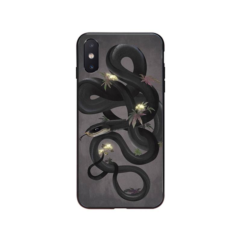 Чехол для телефона с изображением змеи и цветка для iPhone 13 12 11 Pro Max 13 12mini XS MAX X XR SE2 8 7 Plus