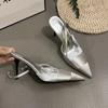 For Women's Sandals High Heels Shoes Fashion Summer Slippers 2024 New Pointed Toe Sexy Dress Wedding Pumps Slingback Mujer Pumps