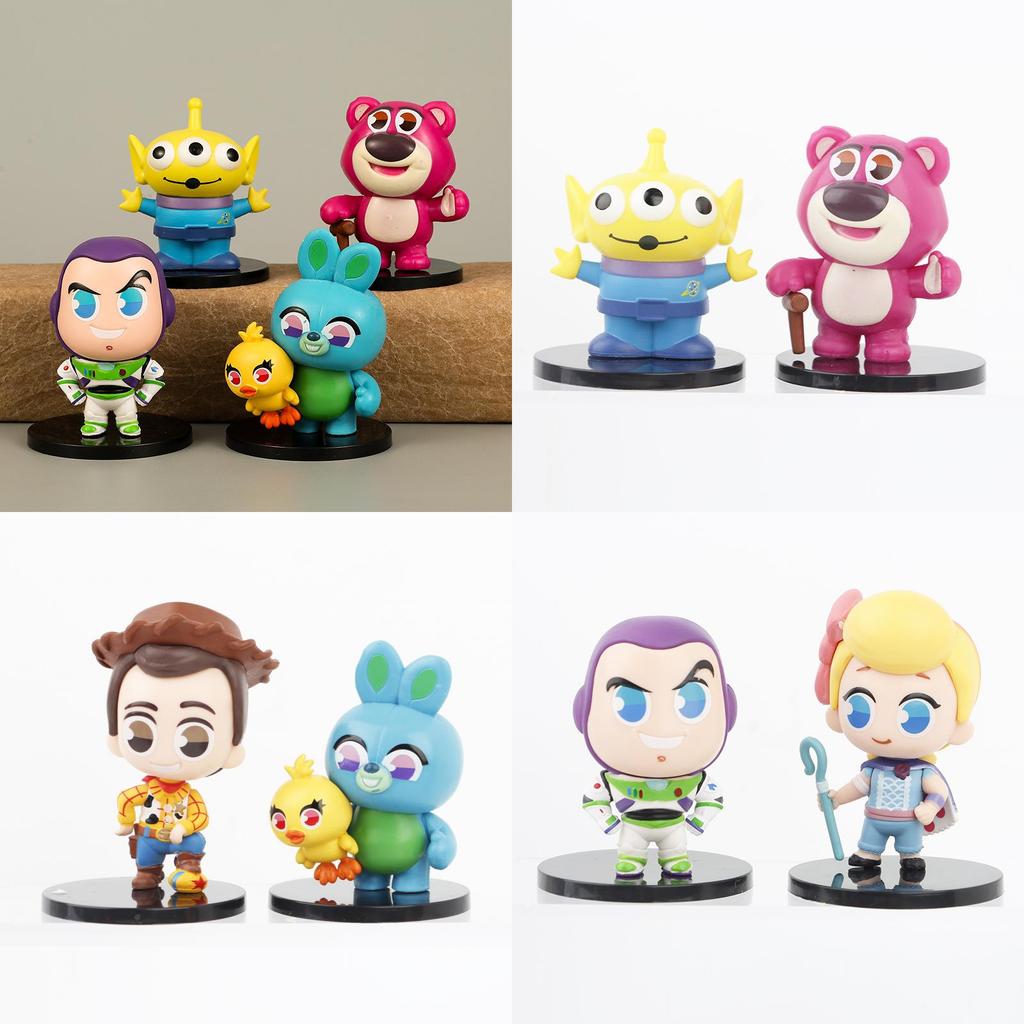 Charming Pink Bear Rabbit Alien Cartoon Figurines Pvc Anime Characters 8cm Set