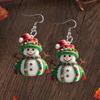 Christmas Snowman Themed Pattern Women Acrylic Earrings For Winter Holiday And