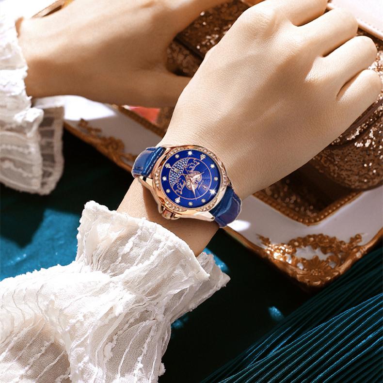 POEDAGAR Новые роскошные женские часы высшего бренда с коробкой, водонепроницаемые женские кварцевые часы со светящимся календарем