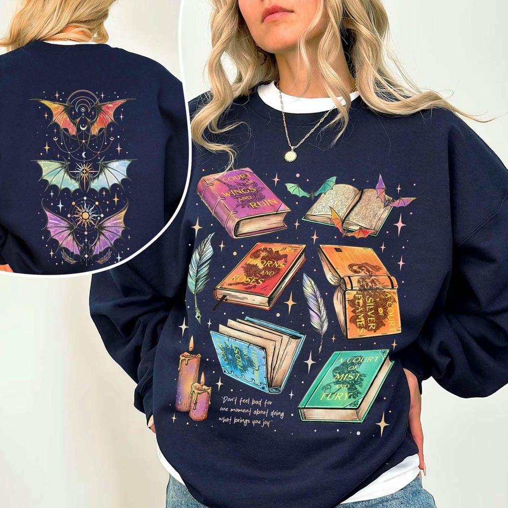 ACOTAR Series Double-sided Sweatshirt Bat Ladies Velaris Book Lovers Women's Long-sleeved Sweatshirt Y2K Streetwear