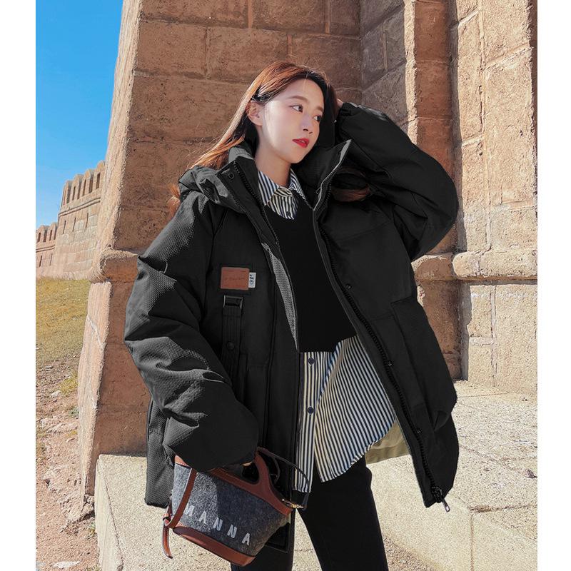Women's Short Cotton Down Jacket - Korean Style, Loose Fit, Hong Kong Trend, Small Size, Perfect for Students