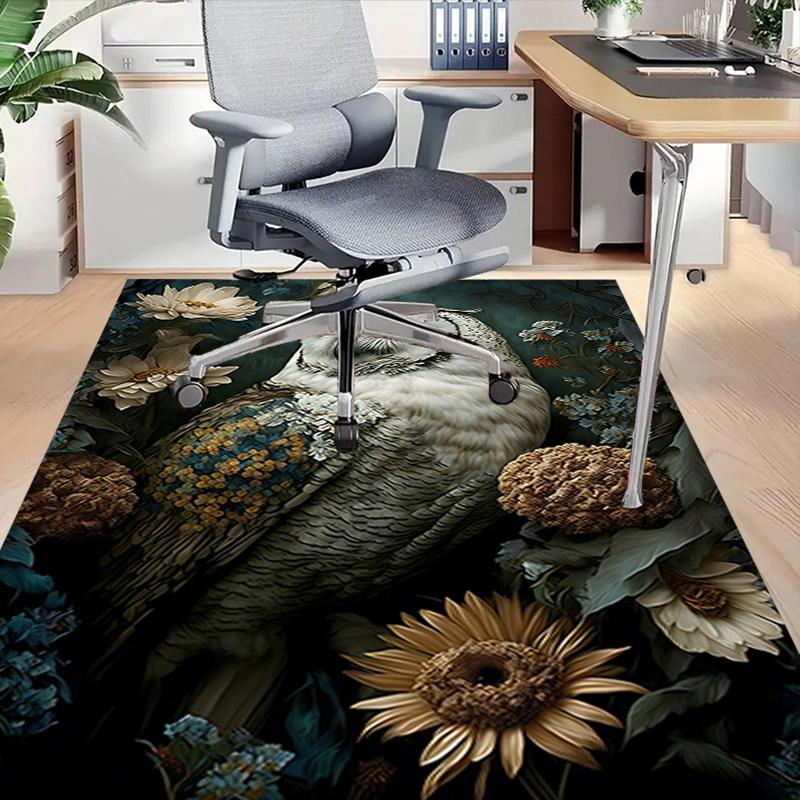 1pc Owl Flowers Carpet Anti Slip Polyester Floor Mat for office.Bedroom