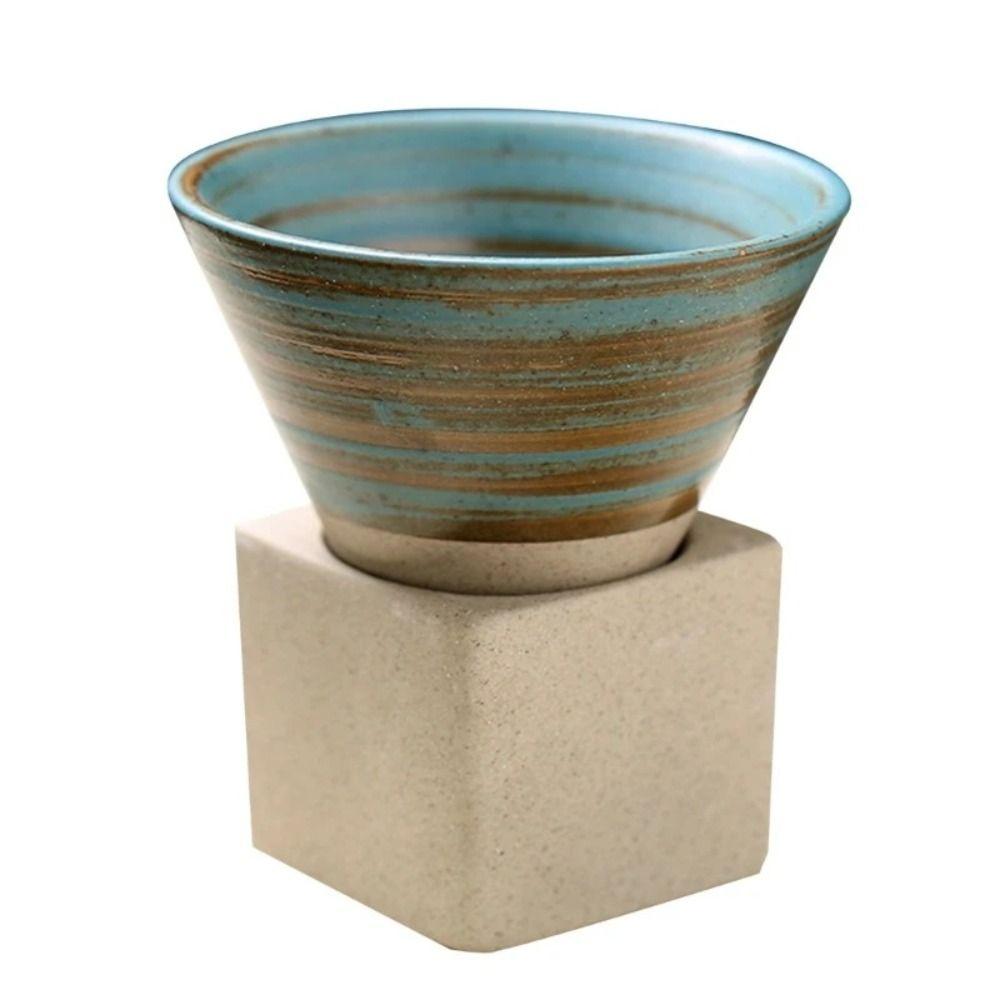 Creative Vintage Ceramic Coffee Mugs 100ml with Base Afternoon Tea Cup Triangular Cone Shape Coffee Cup Home