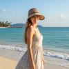 Breathable Foldable Sun Hat Adjustable Empty Top Sun Hat Durable Straw Sun Visors  Beach