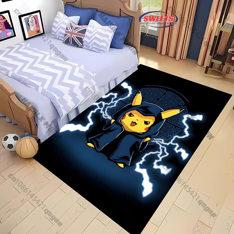 Best Seller!Cute Pokémon Carpet with Pikachu Pattern,Bedroom LivingRoom Sofa Study Rug Non-slip Decor All Seasons Mat Kids Gift