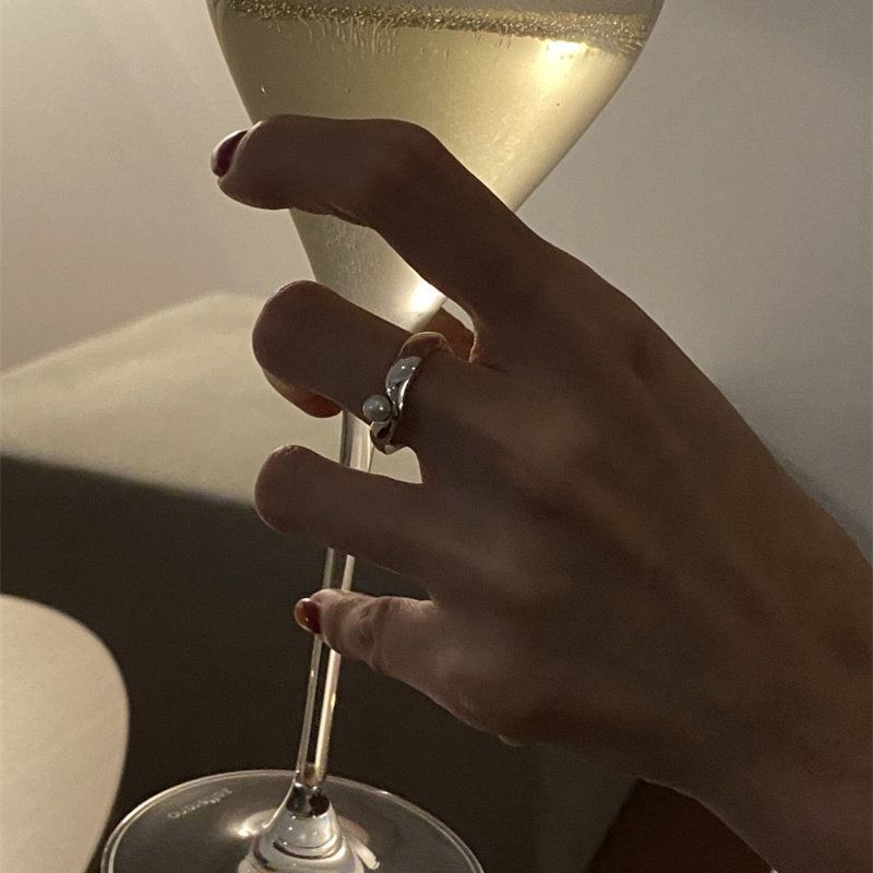 Such as Butterfly in the Wild South Korea Special-Interest Design Ins Style a Pearl Shape Matching European and American Fashion Ring Rings
