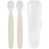 Mother K Silicone Baby Food Spoon 2p + Case, Mixed Colors, 1 Set, Korean Popular Tableware