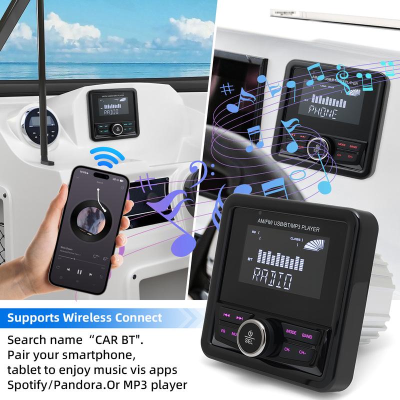 ZMFJH Морская Радиостанция Лодочная Стереосистема Совместимая с Bluetooth FM AM Цифровой Медиа Аудио MP3 Плеер Водонепроницаемый Для Яхты Квадроцикла UTV Гольф