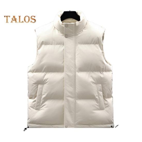 Мужская жилетка с воротником-стойкой, без рукавов, застежкой-молнией, теплая зимняя куртка с карманами, однотонная утолщенная верхняя одежда