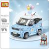 LOZ 1131 Vehicle Model Blue Car Jeep Balloon Mount Fuji Painting Easel DIY Mini Blocks Bricks Building Toy  No Box