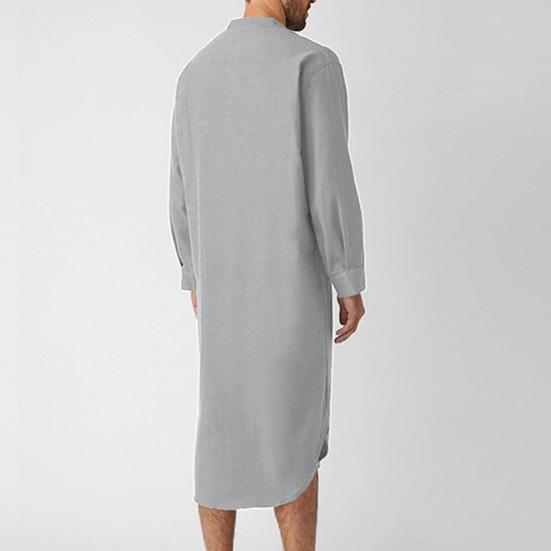 Мужская пижамная рубашка с длинным рукавом, однотонная универсальная ночная рубашка, повседневная одежда, дизайнерская рубашка с пуговицами, мужская поставка